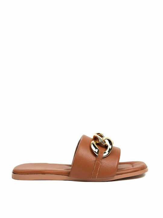 Favela Starynite Leather Women's Flat Sandals in Brown Color