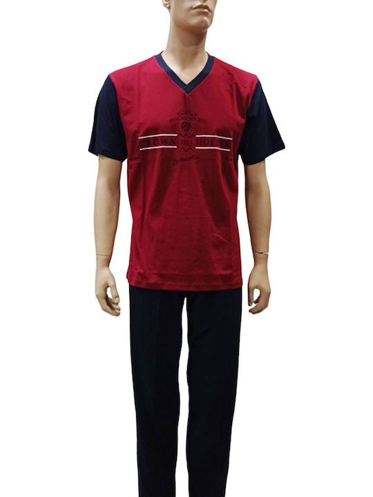 Lion Men's Summer Pajamas Set Burgundy