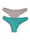 Βαμβακερά Damen Brasilien 2Pack mit Spitze Turquoise/Nude