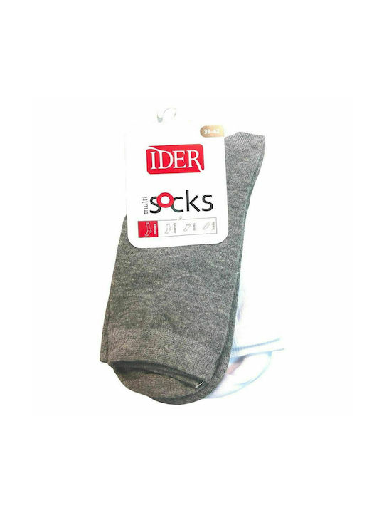 IDER Damen Einfarbige Socken Grey Melange / White 2Pack