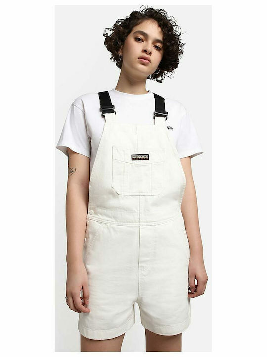 Ndru Damen Jumpsuit Denim Weiß