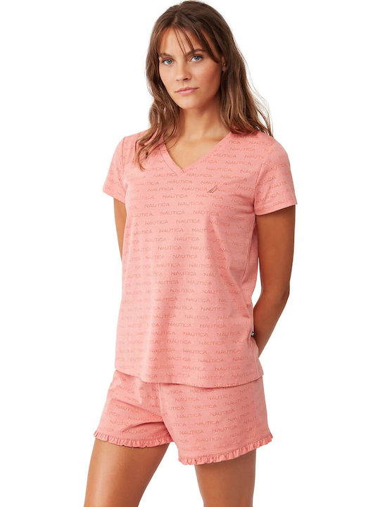 Nautica Summer Women's Pyjama Set Cotton Pink
