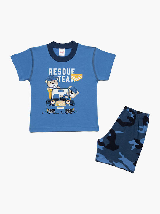 Minerva Kinder Schlafanzug Sommerlich Blau Resque Team 1