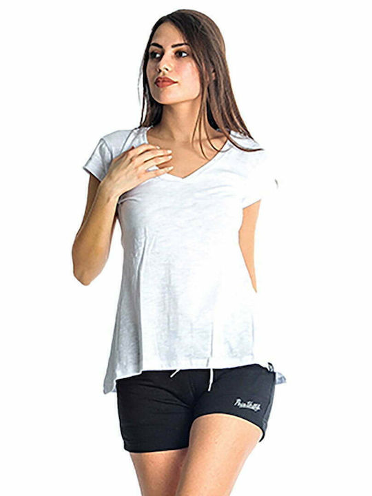 Paco & Co Γυναικείο T-shirt Λευκό με Λαιμόκοψη V