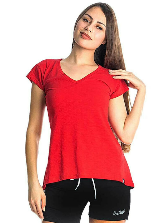 Paco & Co Women's T-shirt with V Neckline Red