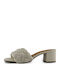 Mules with Chunky Low Heel in White Color