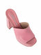 Sante Chunky Heel Leather Mules Pink