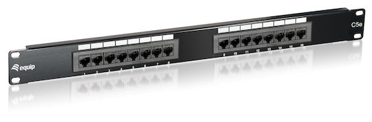 Equip Panou Patch pentru Rack 1U 19" 16 Porturi cat5e Negru