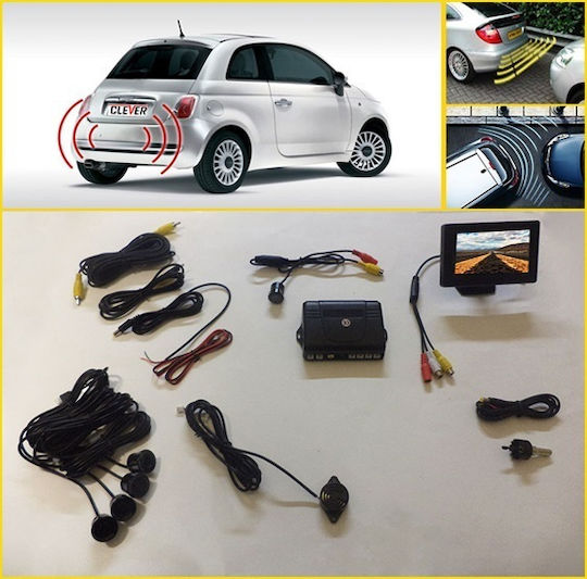 Clever Car Parking System with Camera / Screen / Buzzer and 4 Sensors 2.2mm in Black Color