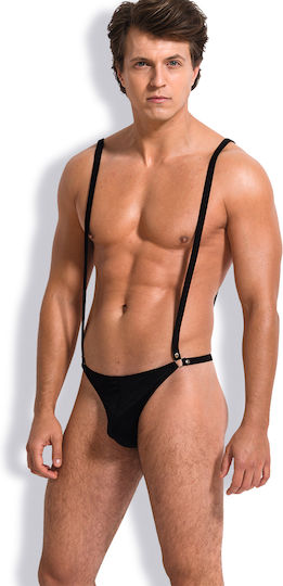 Sunspice Lingerie Men Bikini with Elastic Braces Black