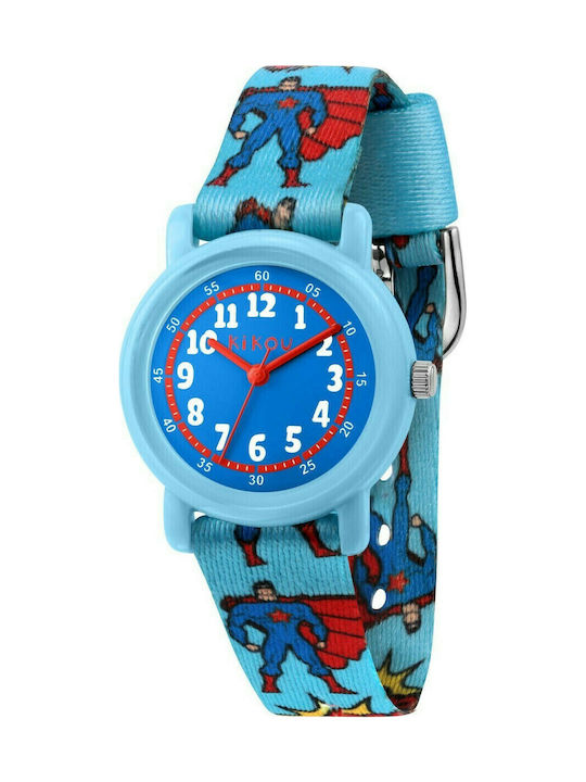 Kikou Kinder-Analoguhr mit Stoffarmband Blau