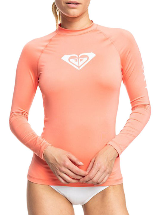Roxy Whole Hearted Γυναικεία Μακρυμάνικη Αντηλιακή Μπλούζα Ροζ Long Sleeve UPF 50 Rashguard