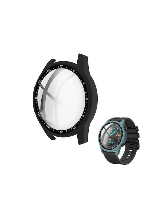 Strado 2in1 Пластмасов Калъф със Стъкло в Черно цвят за Huawei Watch GT / GT2 (46мм)