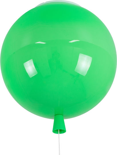 GloboStar Balloon Μονόφωτο Παιδικό Φωτιστικό Κρεμαστό από Πλαστικό με Υποδοχή E27 Πράσινο 30x33cm