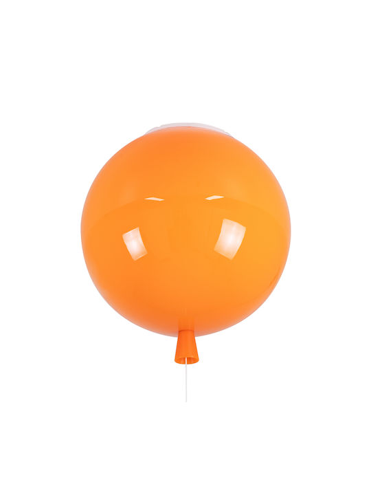 GloboStar Balloon Single Bulb Kids Lighting Pendant of Plastic Πορτοκαλί 30x33cm