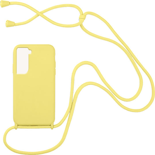 Sonique Carryhang Umschlag Rückseite Silikon 0.5mm mit Band Gelb (Galaxy S21 FE 5G)