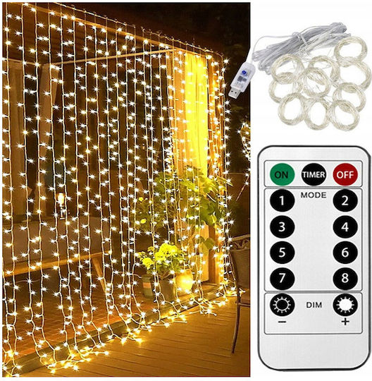 300 Λαμπάκια LED Κουρτίνα 3μ. x 300εκ. Θερμό Λευκό 300 Λαμπάκια LED Κουρτίνα 3μ. x 300εκ. Θερμό Λευκό