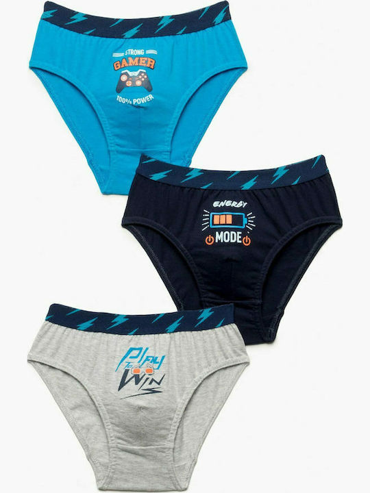 Minerva Strong gamer Kids' Set with Briefs Blue - Grey Melange - Blue Marine 3pcs