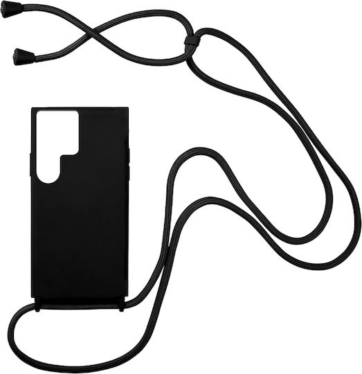 Sonique Carryhang Back Cover Silicone 0.5mm with Strap Black (Galaxy S22 Ultra)