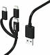 HAMA Regular Cablu USB la Lightning / Type-C / micro USB cu mai multe porturi Negru 0.75m (00200501)