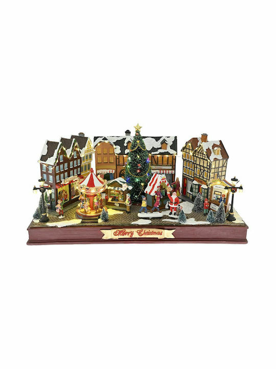 Iliadis Crăciunesc cu lumină LED Decorativ Sat cu Electric cu Muzică și Mișcare 54x28x18cm.