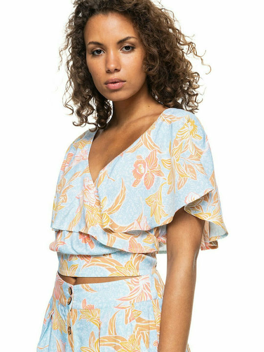 Roxy Clear Skies Women's Summer Crop Top Short-sleeved Multicolour