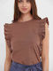 Funky Buddha Damen Sommer Bluse Baumwolle Ärmellos Brownie