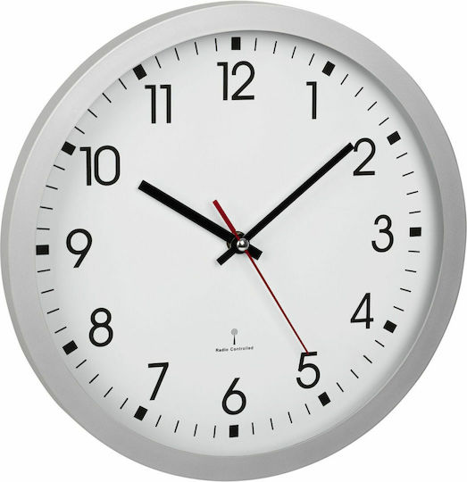 TFA Wall Clock Plastic Silver Ø30cm