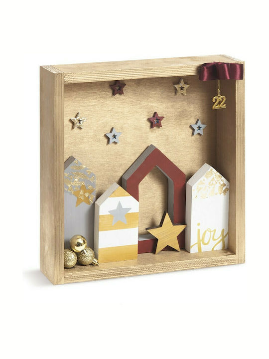 Parisis Christmas Wooden Figure Sign Beige 35x35x7 cm