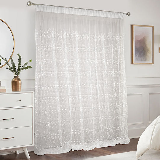 Lino Home Curtain With Pencil Pleat Zenio White 280x300cm