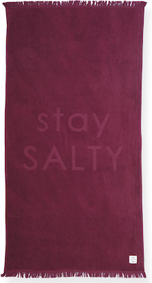 Nef-Nef Stay Salty Berry Burgundy Cotton Beach Towel 170x90cm 030590