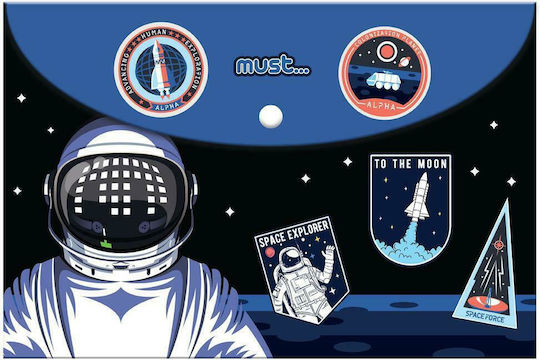 Must Team Φάκελος με Κουμπί για Χαρτί A4 Μπλε Astronaut