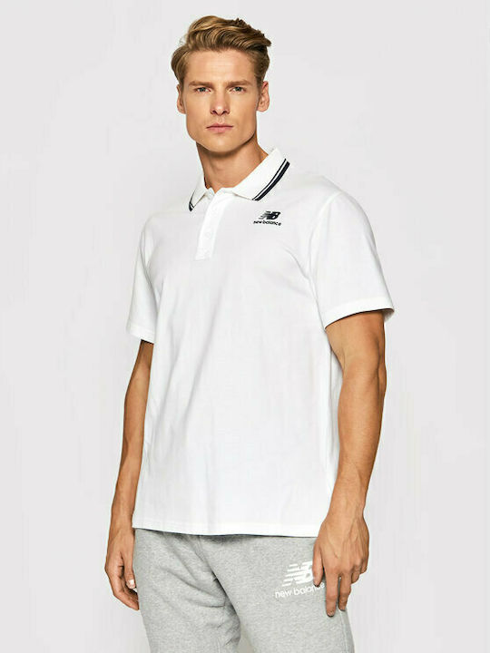 New Balance Ανδρική Μπλούζα Polo Κοντομάνικη Λευκή