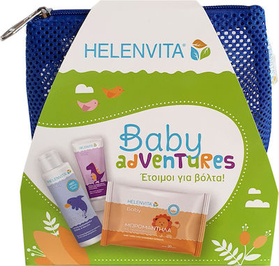 Helenvita Promo Baby Adventures Care Set Red Baby All Over Cleanser 100ml & Baby Nappy Rash Cream 20ml & Baby Wipes 20pcs & Toiletry Bag 4pcs