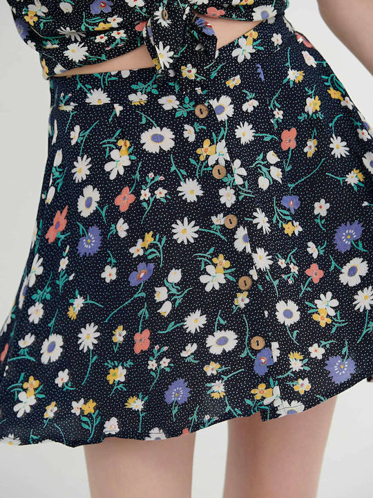 Funky Buddha Skirt Floral in Navy Blue color