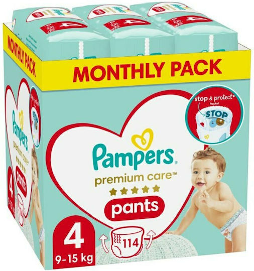 Pampers Πάνες Βρακάκι Premium Care Monthly Pack No. 4 για 9-15kg 114τμχ