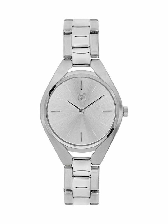 Visetti Curvy Women's Watch with Silver Metal B...