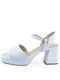 Ragazza Platform Leather Women's Sandals White with Chunky Medium Heel