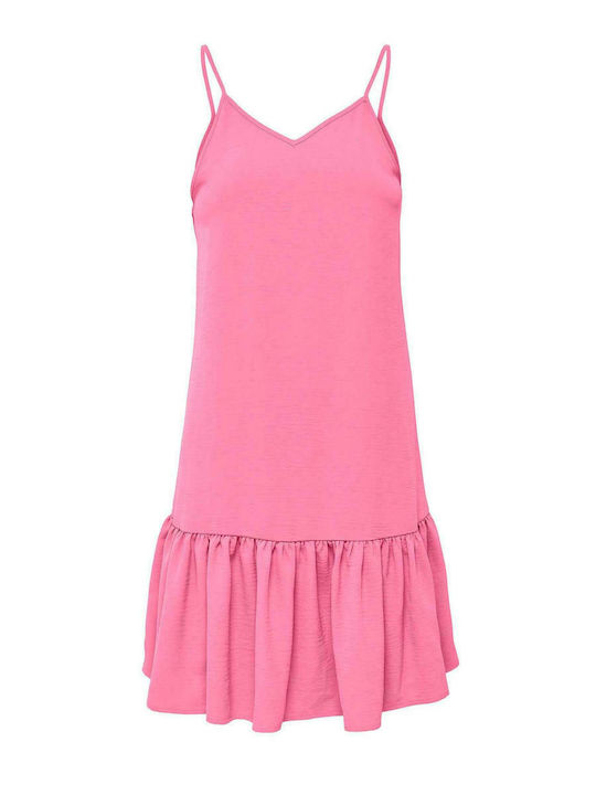 Only Summer Mini Dress with Ruffle Pink