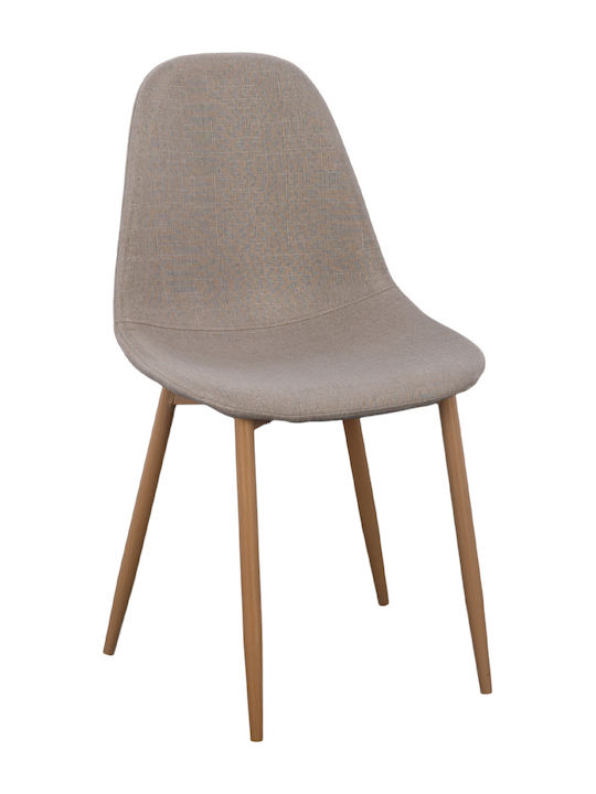 Dining Room Fabric Chair Μπεζ 45x47x87cm