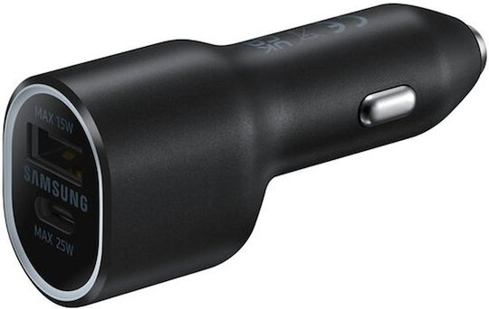 Samsung Φορτιστής Αυτοκινήτου 40W με Θύρες: 1xUSB 1xType-C Μαύρος