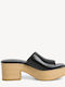 Leather Mules with Chunky High Heel in Black Color