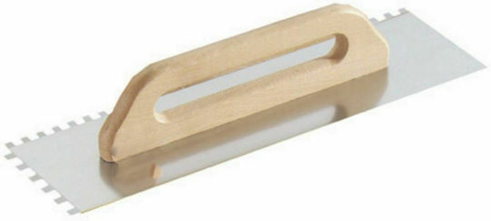 Morgan Tile Spatula Metallic Serrated 500x10mm with Wooden Handle 06172
