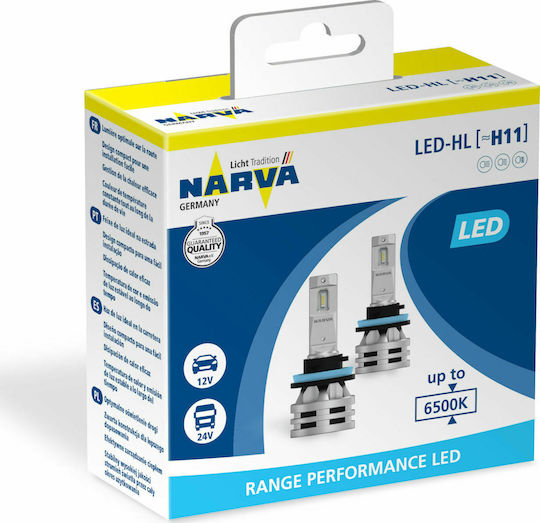 Narva Lamps Car Η11 H11 LED 6500K Cold White 12-24V 24W 2pcs