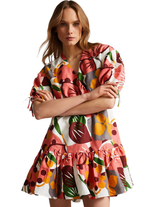 Rhitaa Sommer Mini Kleid Wickel Weiß
