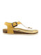 Plakton Bali Leather Women's Flat Sandals Anatomic In Yellow Colour