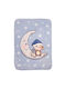 Mother Baby Κουβέρτα Αγκαλιάς & Λίκνου Goodnight my Little Monkey Βελουτέ Γαλάζια 80x110εκ.