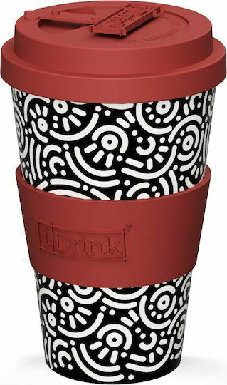iDrink Geometric Mug Plastic with Lid Black 435ml