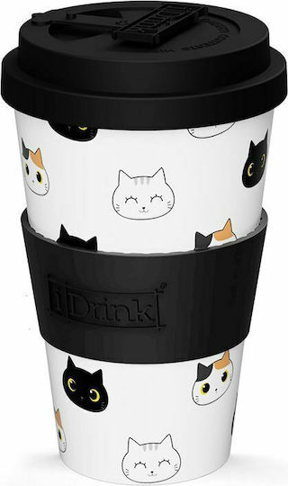 iDrink Cats Пластмасова Чаша С Капак Бяла 435ml