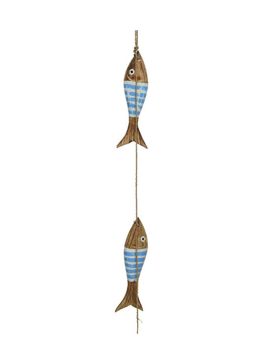 Kaemingk Decorative Garland Handmade Light Blue Wooden 5x2x100cm
